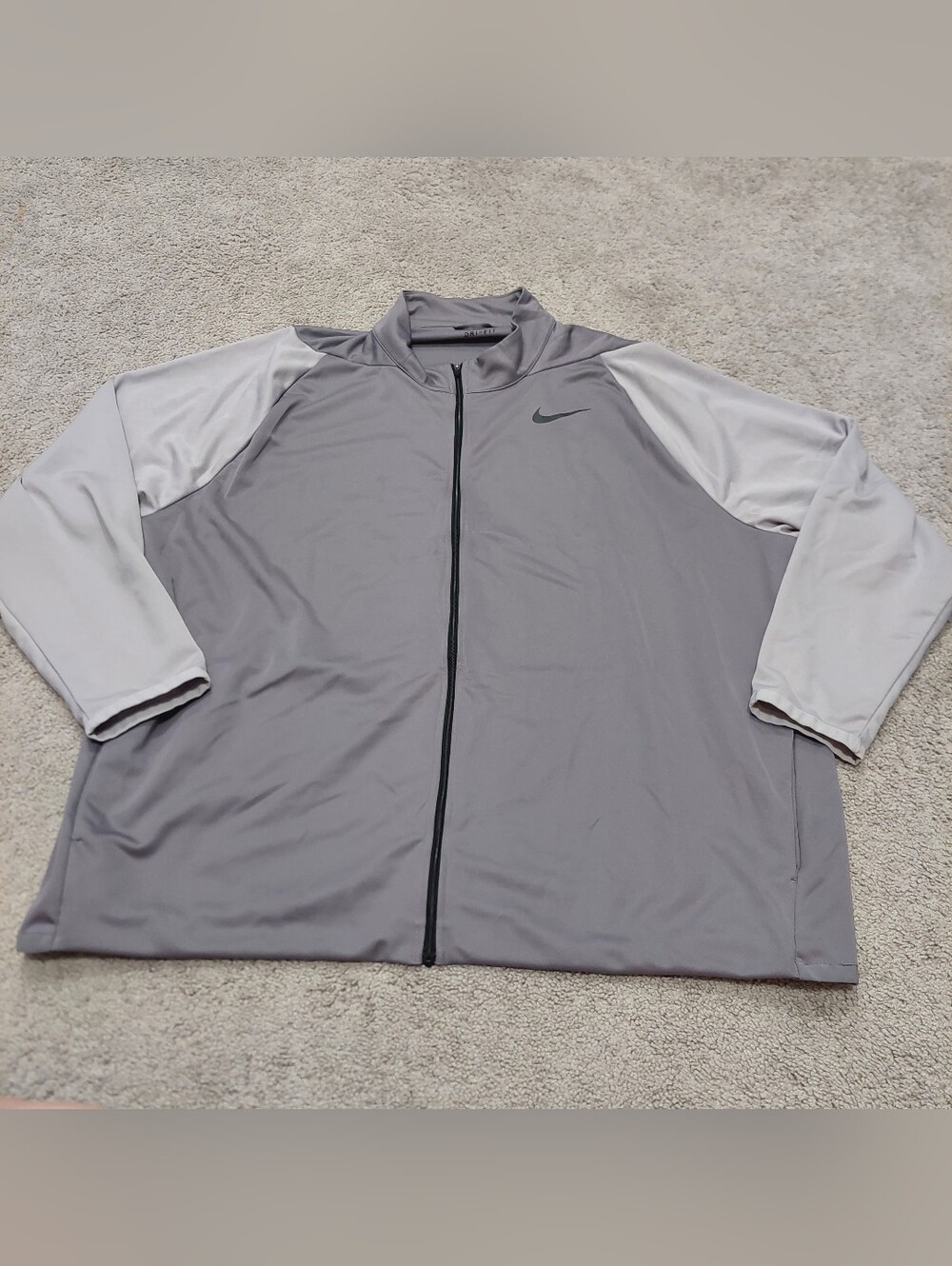Nike Dri-Fit 4XL Jacket gray color block full zip lightweight logo on chest